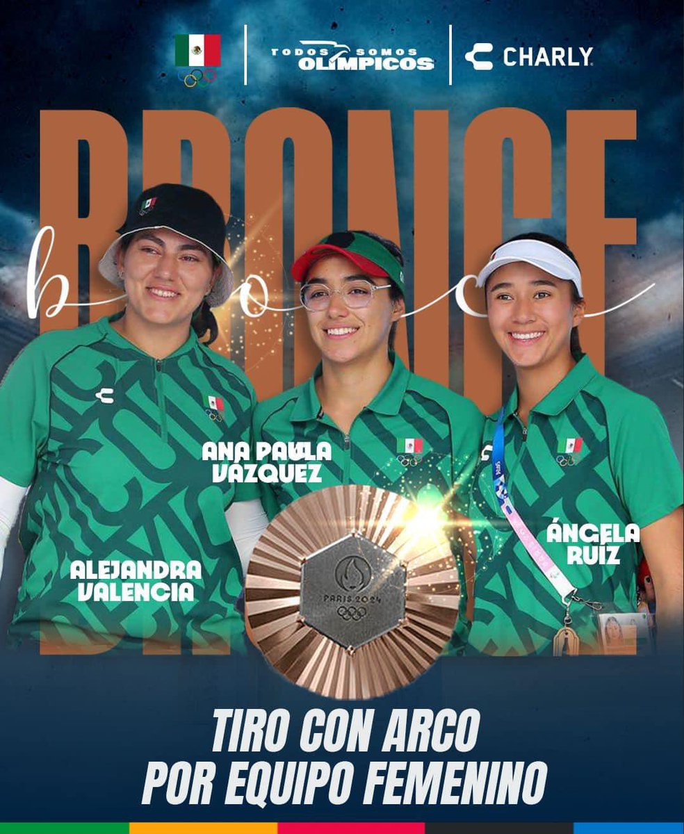 YAIRRODRIGUES3's tweet photo. ¡Primera medalla para México en tiro con arco recurvo femenino! 🎯🇲🇽🥉

Felicidades a Alejandra Ale Valencia, Ana Paula Vázquez y Ángela Ruiz por este increíble logro. ¡Vamos con todo, México! https://t.co/RAd7TLDAyM