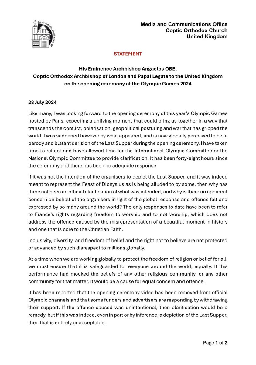 Archbishop Angaelos tweet media