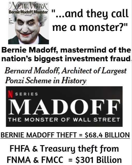 nicosintichakis's tweet image. Has there ever been a larger theft on record?

#Fanniegate $FNMAS $FNMA

@realDonaldTrump @Trump @POTUS @JoeBiden @VP 
@elonmusk @BillAckman @USTreasury @FHFA @BarackObama @MariaBartiromo @elonmusk
