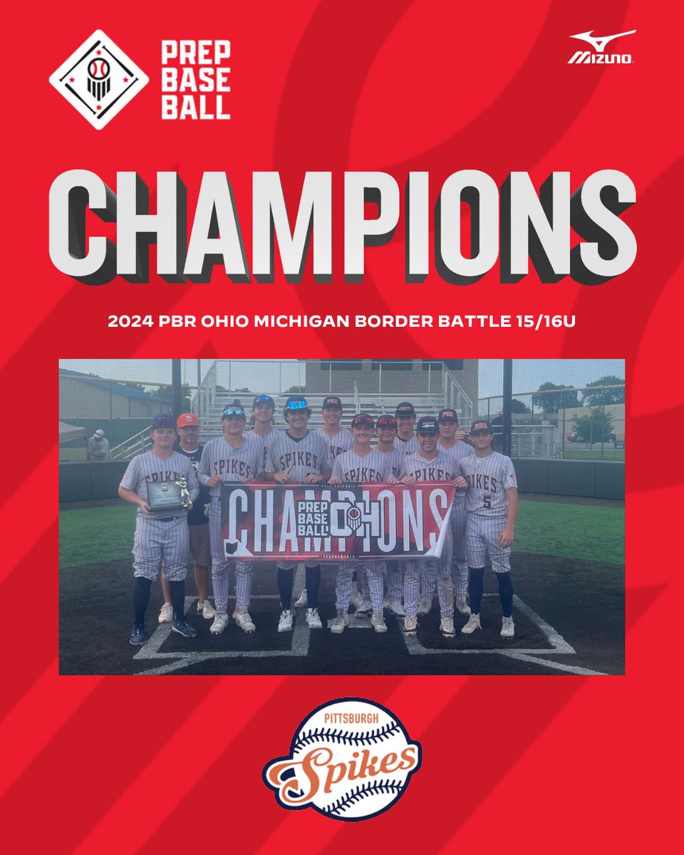Prep Baseball Ohio (@prepbaseballoh) on Twitter photo 🏆2024 PBR Ohio Michigan Border Battle🏆
15/16U CHAMPIONS! 🥇
Final Score:
Pittsburgh Spikes 2026's: 15
Splitfinger - Regan: 4
@spikes_baseball
MVP: Benjamin Husted (<a href="/husted_benny/">benny husted</a>) 🏆2024 PBR Ohio Michigan Border Battle🏆
15/16U CHAMPIONS! 🥇
Final Score:
Pittsburgh Spikes 2026's: 15
Splitfinger - Regan: 4
@spikes_baseball
MVP: Benjamin Husted (<a href="/husted_benny/">benny husted</a>)