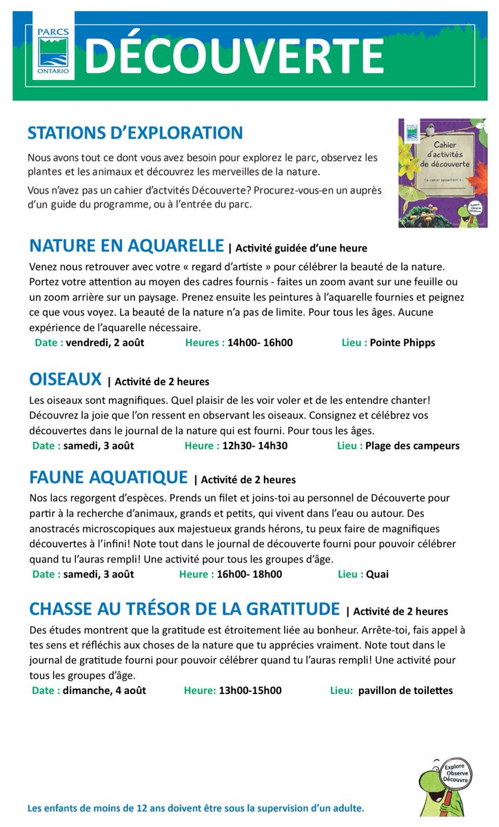 Looking for something to do this weekend? Check out our Discovery Exploration Stations!🦋🌲🐸🐠🐌
#renebrunellepp #ontarioparks #ontarioparksne #discovery

For details visit ontarioparks.ca/park/renebrune…