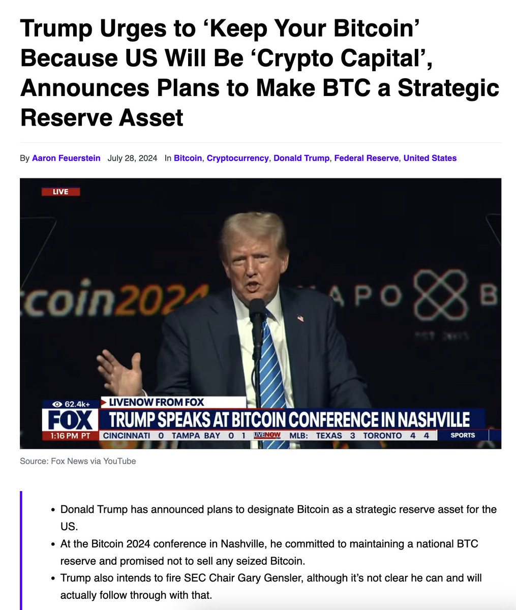 Trump Urges to ‘Keep Your #Bitcoin' (who remembers what happened to Gold in 1930's?).

“Those who do not learn from history are doomed to repeat it”. - George Santayana, a Spanish-American philosopher born in 1863.