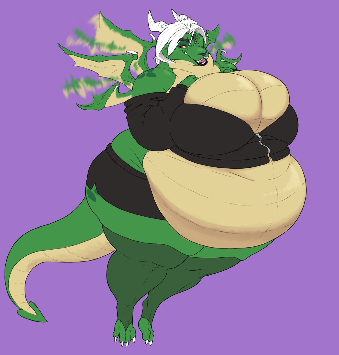 "See? I told you I can still fly!"

(Elle is actually using magic to levitate. The wings are just for show at her size.)