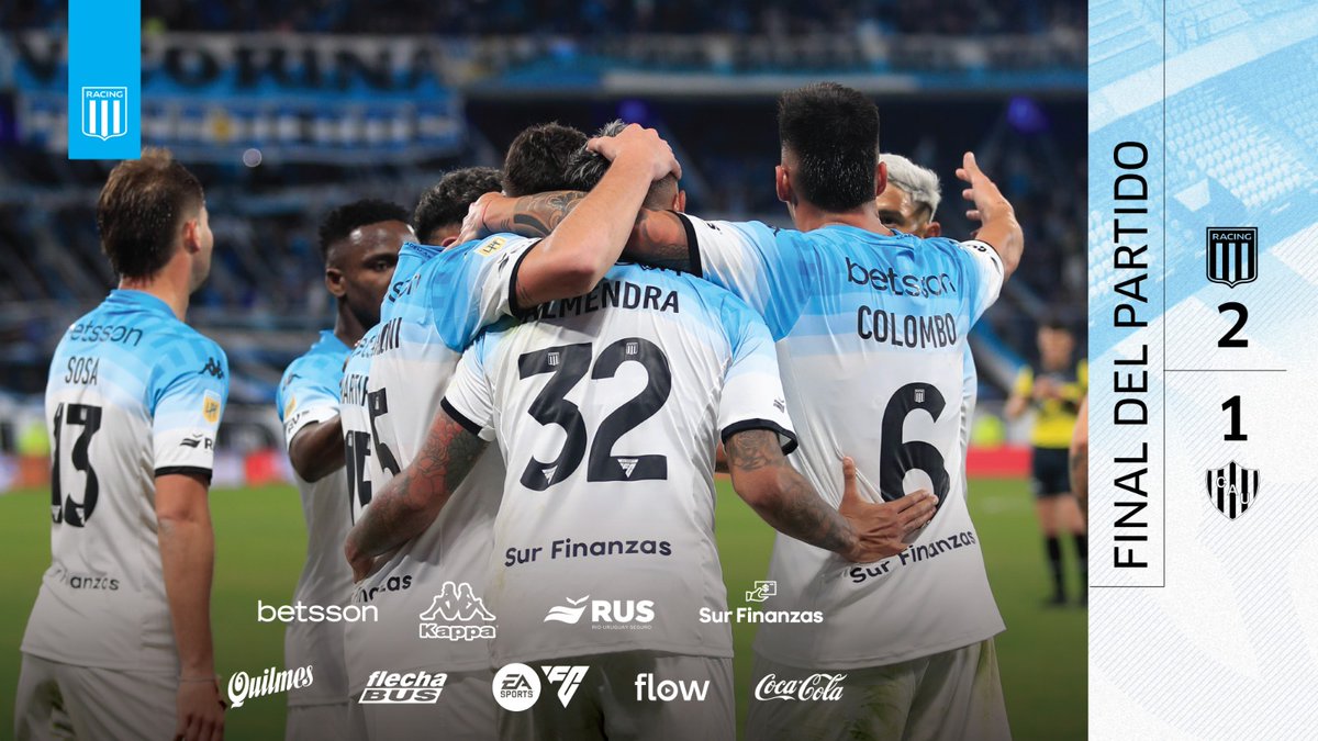 RacingClub's tweet photo. ¡¡¡¡¡GANÓOOOOOOOOOO RACING!!!!!

Con goles de Santiago Sosa y Agustín Almendra, venció 2-1 a Unión en la 8ª fecha de la LPF.

¡¡¡¡¡VAMOS ACADEMIA!!!!!