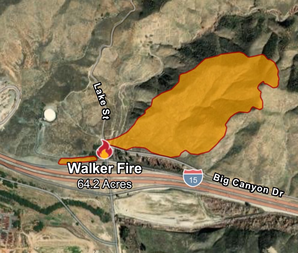 DanielFireTruck's tweet photo. #WalkerFire Forward Progress has been stopped, Cancelling additional aircraft.

OES Intel 24 has mapped the fire at 64 acres, got retardant around the head. https://t.co/zyZRbzuydM