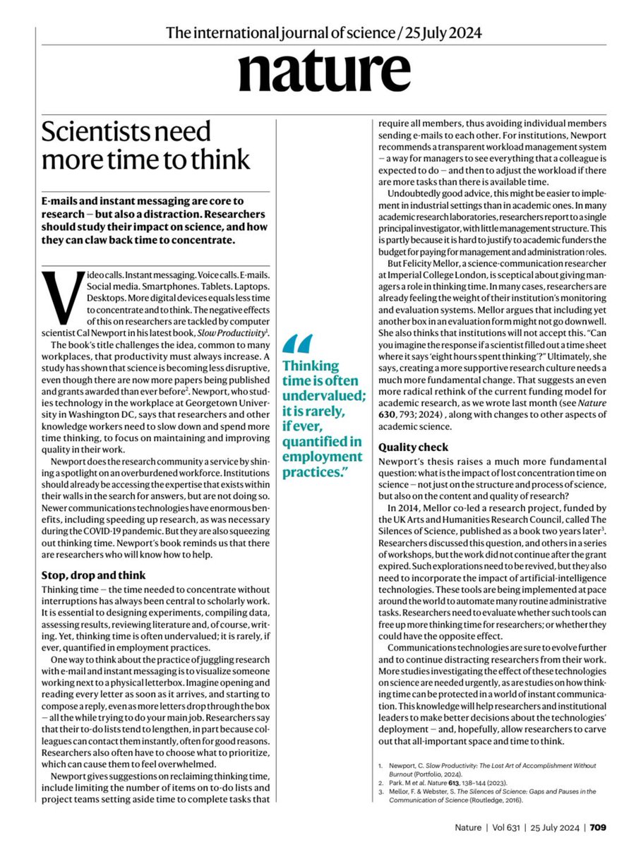 Los científicos también necesitan su tiempo para pensar, reflexionar y… beber café como si fuera la respuesta a todas las incógnitas del universo. ☕🔬💭

nature.com/articles/d4158…