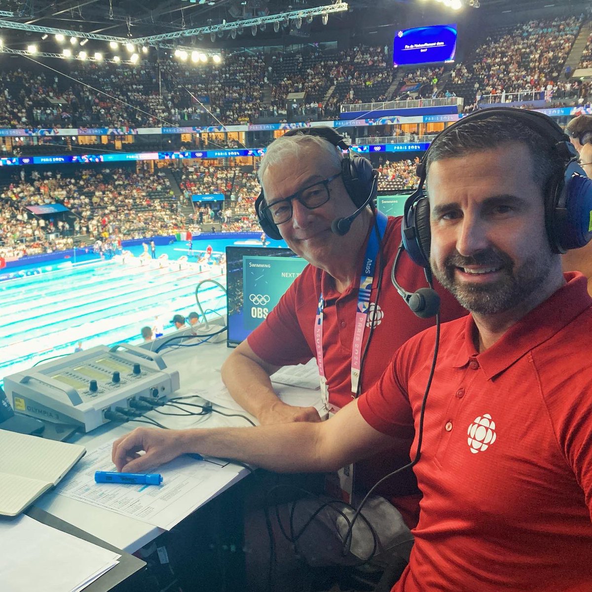 Benoit Huot (@benhuot) on Twitter photo Quel immense privilÚge de couvrir les épreuves de natation aux Jeux de Paris!
Vous dire à quel point je savoure cette chance de partager le micro avec légendaire René Pothier.
Bon Jeux đ«đ·
#Paris2024 <a href="/RC_Sports/">Radio-Canada Sports</a> Quel immense privilÚge de couvrir les épreuves de natation aux Jeux de Paris!
Vous dire à quel point je savoure cette chance de partager le micro avec légendaire René Pothier.
Bon Jeux đ«đ·
#Paris2024 <a href="/RC_Sports/">Radio-Canada Sports</a>