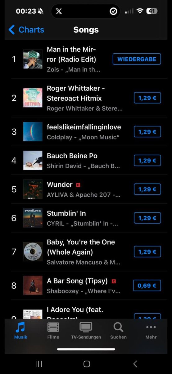Erster Platz auf iTunes und kann man nicht fälschen:) <a href="/zoisjackson/">the man in da mirrow ääh</a> <a href="/KochJonas10066/">Zois (Offizielle X-Fan-Seite)</a>  Glückwunsch