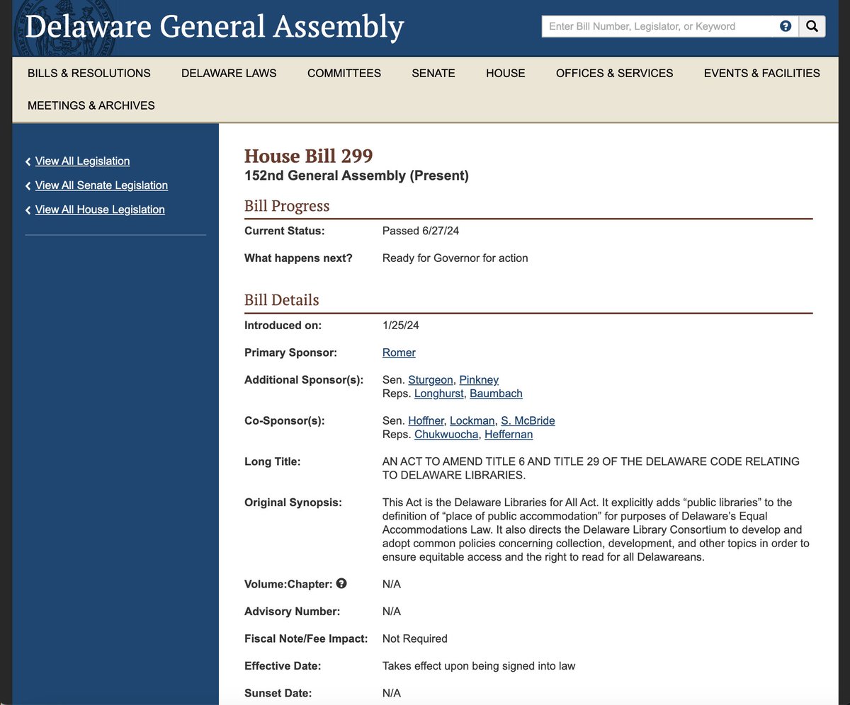 OccupyLibraries's tweet photo. If #DE Governor @JohnCarneyDE signs into law "Delaware Libraries for All Act," it will be political CORRUPTION as sponsor State Senator @SarahEMcBride got $100 from #HB299’s AUTHOR @ALALibrary (via its @EveryLibrary subgroup).
#DEleg #netDE @Deldems @DelawareGOP @DESenateDems https://t.co/cDX5n7pDT7