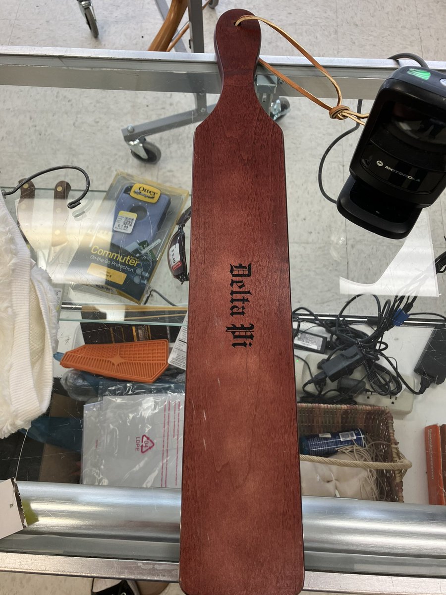 georgehoctor404's tweet photo. Todayโs #GoodwillFind is what appears to be a Sorority Paddle that was gifted to Meghan Jones from Whitney Crear. Does anyone who recognizes anything about Sororities know where this might be from? DM me if you want to know the location, I did not purchase it. #ScavengerHunt https://t.co/LfCpfA5Bip