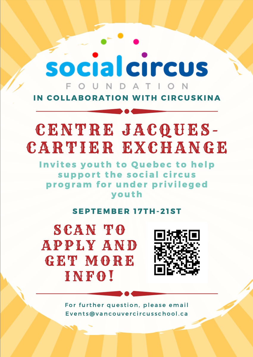 VanCircusSchool's tweet photo. VCS had a blast teaching circus to underprivileged youth in Squamish Nation with the Social Circus Foundation! 

🎪 We are looking for 5 participants between the ages 12-30 years old to join us in supporting Centre Jacques-Cartier’s social program. 

Flights, food, and stay co... https://t.co/HiXBQWRbVZ