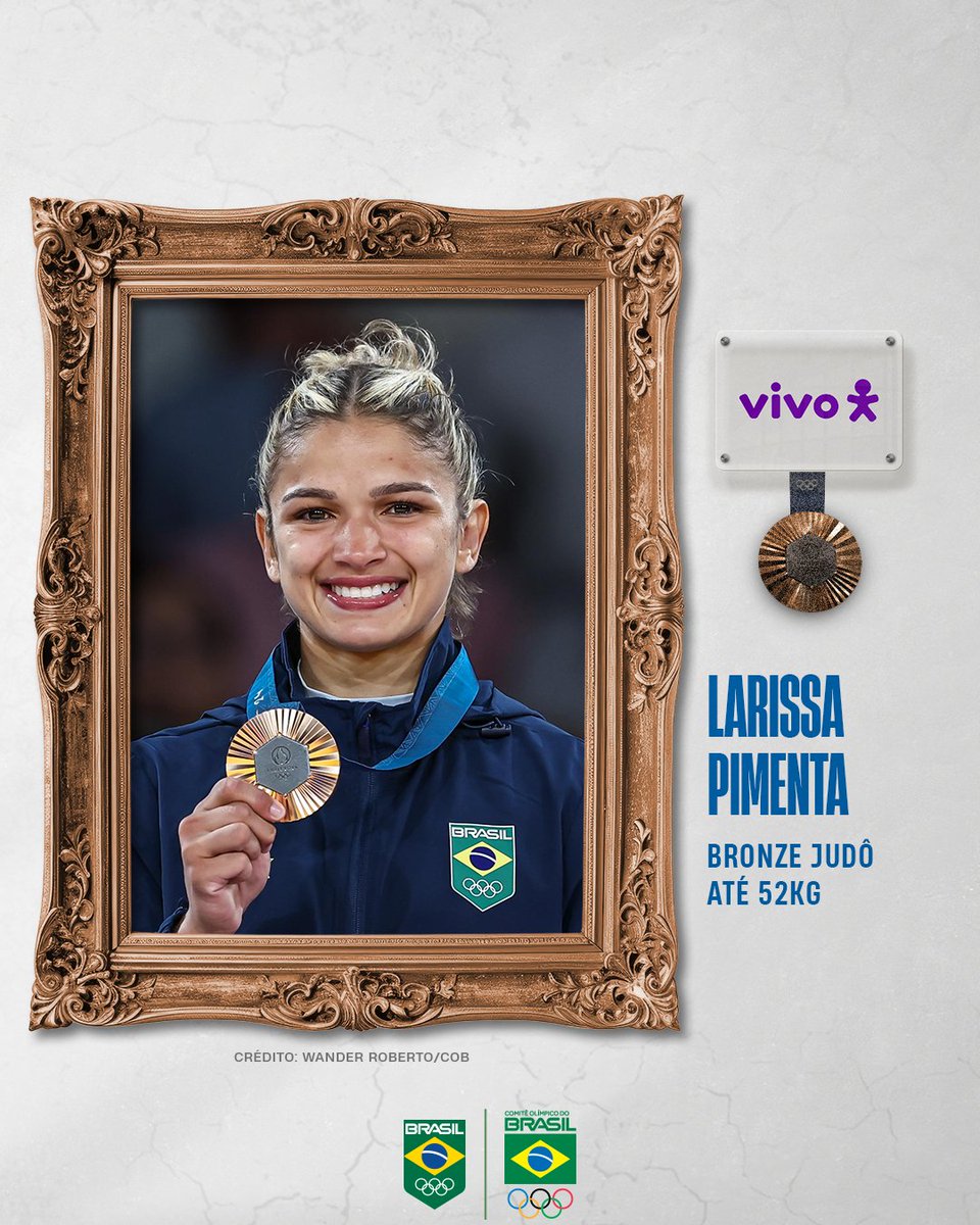 VOCÊ ESTÁ NA HISTÓRIA, LARISSA! 🇧🇷🥉🥋
 
Uma medalha com muito empenho e superação em cada luta. 
O Brasil inteiro vibrou com a sua vitória. Que honra!
 
#Paris2024 #TimeBrasil #JogosOlímpicos #Vivo