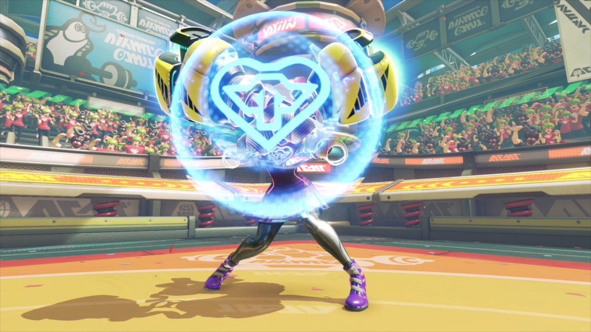 SuperNGuy's tweet photo. This is Ribbontron, the first ever custom character in ARMS! 

She is an android that was disposed of by Coyle, and unbeknownst to her, she actually survived and landed somewhere in the Scrapyard, where one specific girl genius found her and fixed her up. https://t.co/r63JytYD5G