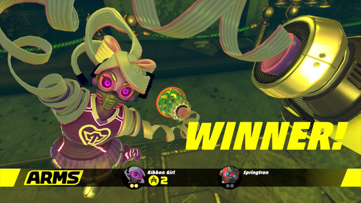 SuperNGuy's tweet photo. This is Ribbontron, the first ever custom character in ARMS! 

She is an android that was disposed of by Coyle, and unbeknownst to her, she actually survived and landed somewhere in the Scrapyard, where one specific girl genius found her and fixed her up. https://t.co/r63JytYD5G