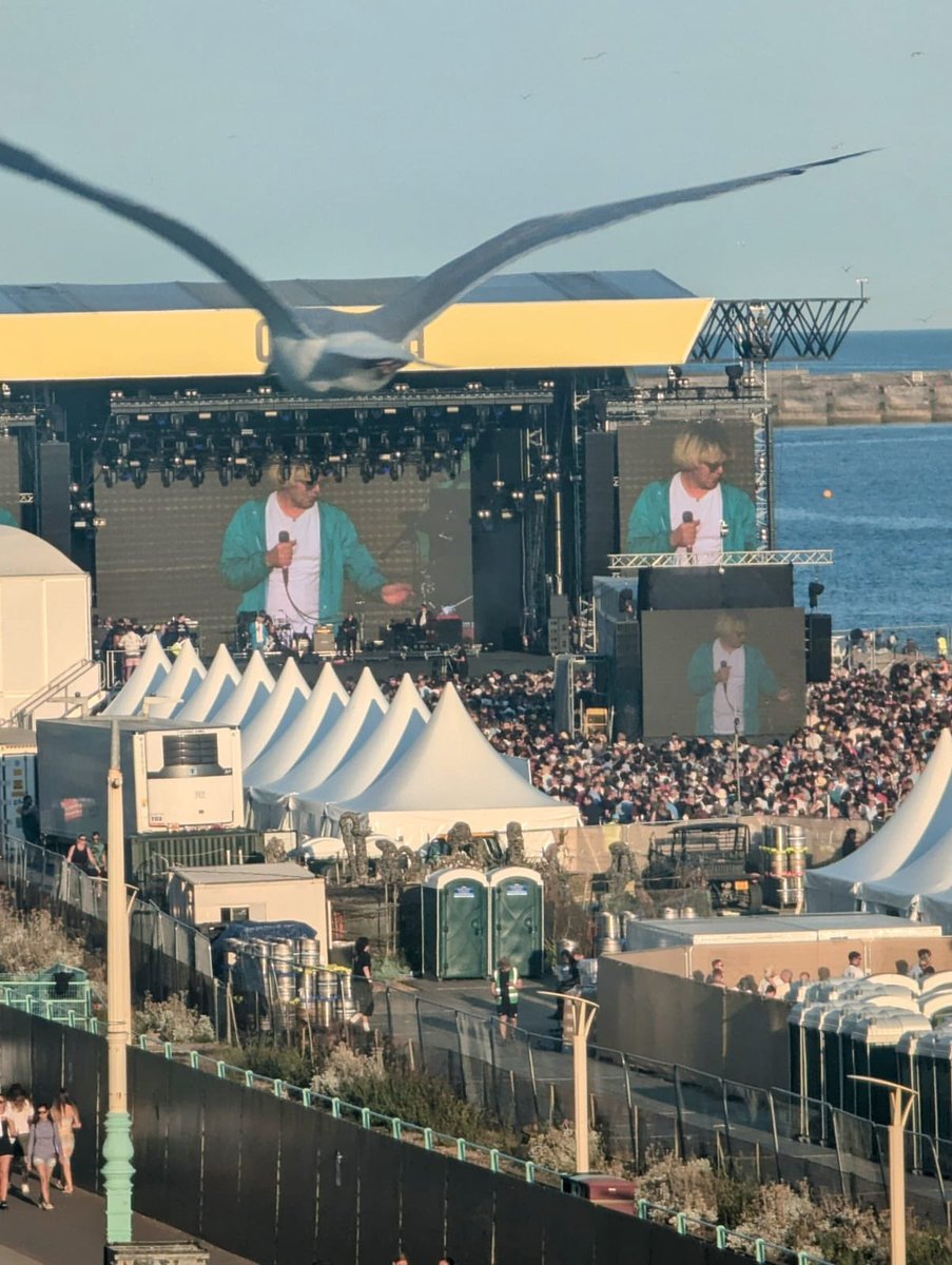 #onthebeach from the cheap seats <a href="/Tim_Burgess/">Tim Burgess</a> <a href="/thecharlatans/">The Charlatans</a>