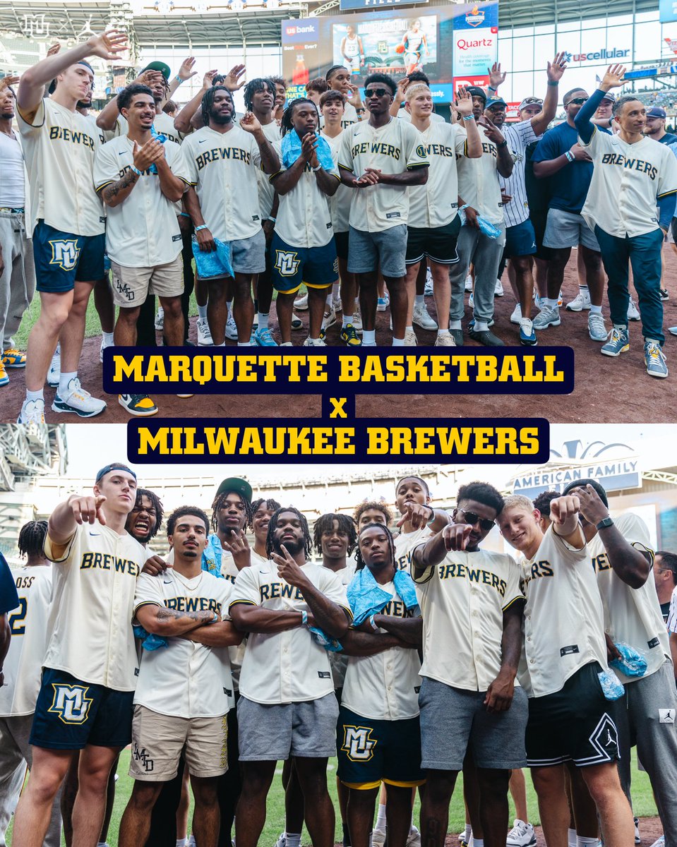 MarquetteMBB's tweet photo. Big thank you to the @Brewers for hosting Marquette Basketball Night yesterday!

#MUBB | #WeAreMarquette https://t.co/KR7ey2ftiy