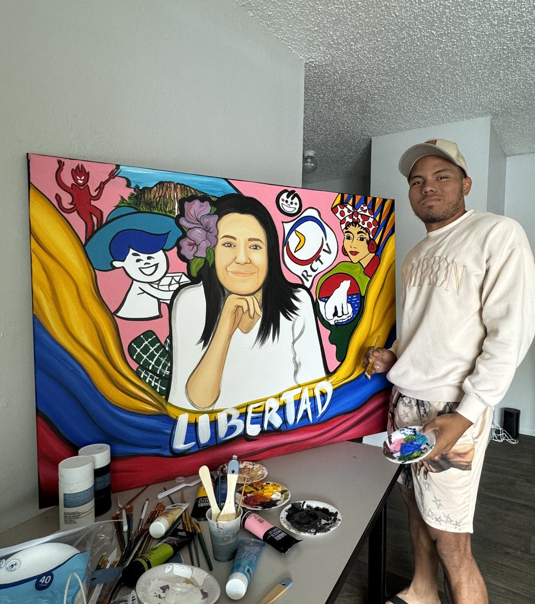 He vuelto a la pintura! Y no podía hacerlo de otra manera dibujando a la mujer que le dará la libertad a nuestro país. <a href="/MariaCorinaYA/">María Corina Machado</a> . Soy venezolano en 🇺🇸 por supuesto buscando un futuro mejor pero ahora más que nunca mis esperanzas están más vivas. Hoy renace la libertad 🇻🇪