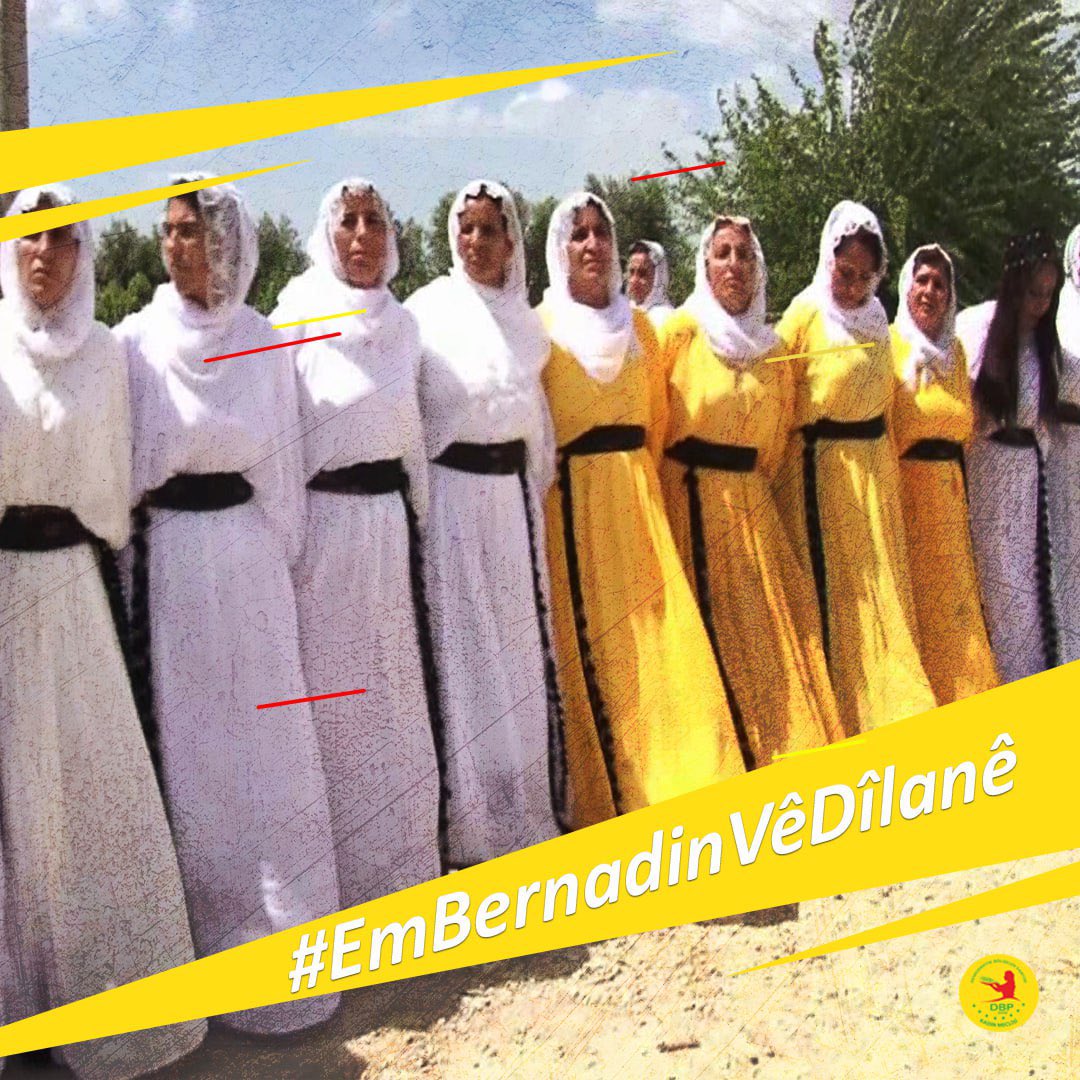 DEMGenelMerkezi's tweet photo. Dîlana me nîşana berxwedana me ya sed salan e, raperîna gelê Kurd e. Dîlan xemla şoreşê ye. Tu hêz nikare dîlana me xera bike, têkoşîna me belav bike. Li dijî zilmkaran em ê dîlana xwe geş bikin û #EmBernadinVêDîlanê https://t.co/on2XHdpJoU