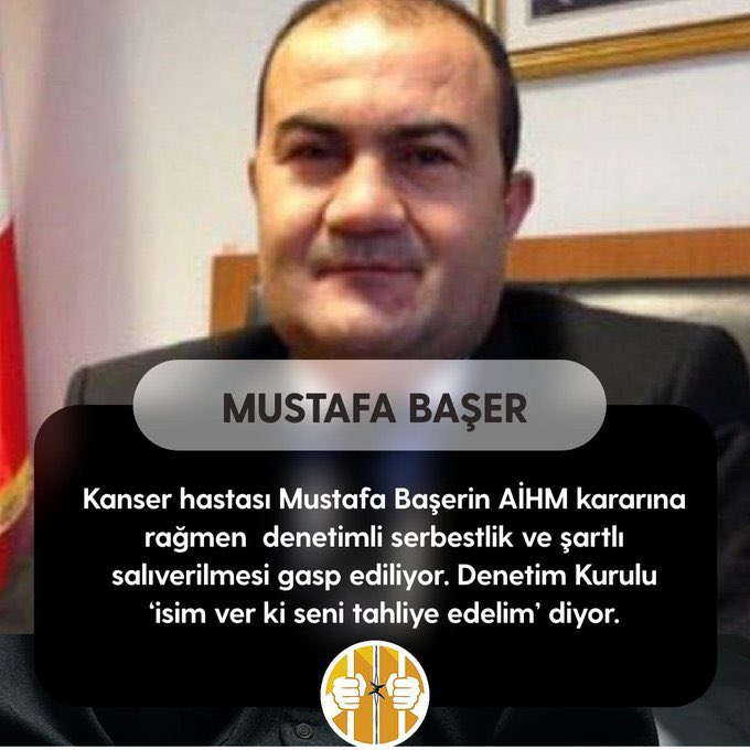 SİNCAN CEZAEVİ

Mustafa Başer, AİHM tarafından verilen ‘özgürlük ve güvenlik hakkının ihlâl edildiği’ kararına rağmen, 8 yıldır cezaevinde tutuluyor. Denetimli ve koşullu salıverilme hakkı olmasına rağmen TAHLİYE EDİLMİYOR.<a href="/adalet_bakanlik/">T.C. Adalet Bakanlığı</a> 

Memur Erdogan Kürtlere Vergi Lübnan