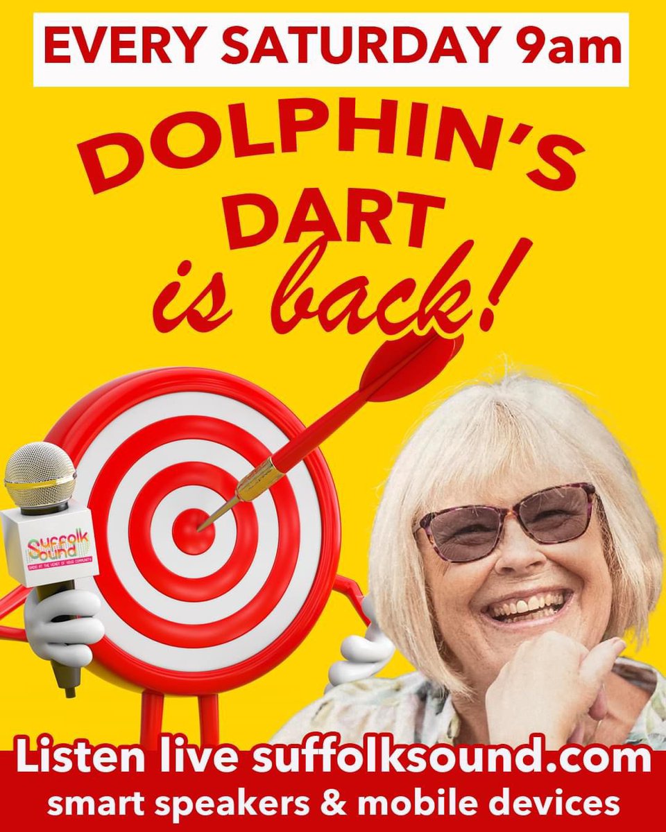 Mark Murphy MBE (@markglennmurphy) on Twitter photo It’s true, Dolphins Dart is back this Saturday morning at 9am on <a href="/Suffolk_Sound/">Suffolk Sound Radio</a> Whoop whoop! How about a share! It’s true, Dolphins Dart is back this Saturday morning at 9am on <a href="/Suffolk_Sound/">Suffolk Sound Radio</a> Whoop whoop! How about a share!