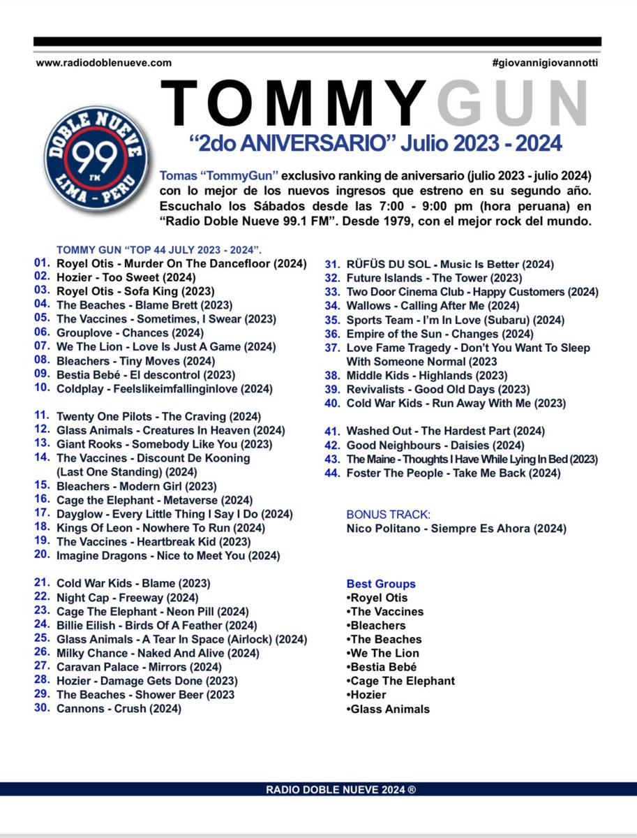 radiodoble9's tweet photo. #TommyGun #2doaniversario #julio20231024 https://t.co/rUCNlPZ2cm