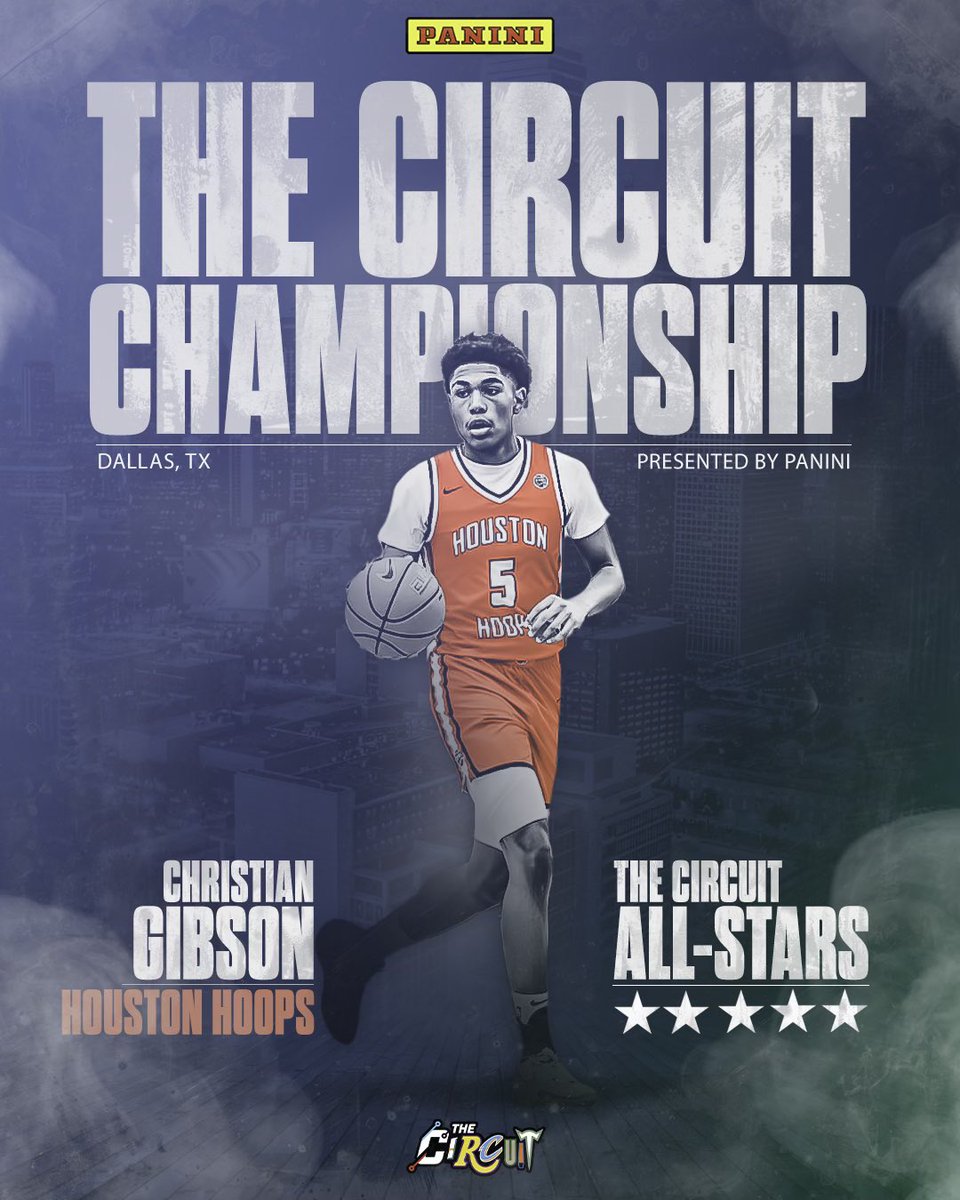 2026 4-star Christian Gibson will be running with The Circuit All-Stars, pres. by <a href="/PaniniAmerica/">Panini America</a> 🏆

#⃣ Nike E16 Averages: 18.4 PPG, 37.0 3PT%, 3.3 RPG, 1.4 SPG

🗓️ August 2-4
📍 Dallas | SWAC

<a href="/ChristianGib05/">Christian Gibson</a> ✖️ <a href="/HoustonHoops17U/">Houston Hoops</a>