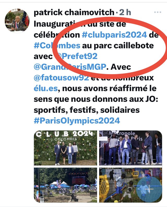 MissileV2's tweet photo. Publication du Maire de #Colombes #NFP #NUPES #EELV 
le parc Caillebotte a perdu un T 
Écriture inclusive oblige https://t.co/o8jkcJ6Ujz