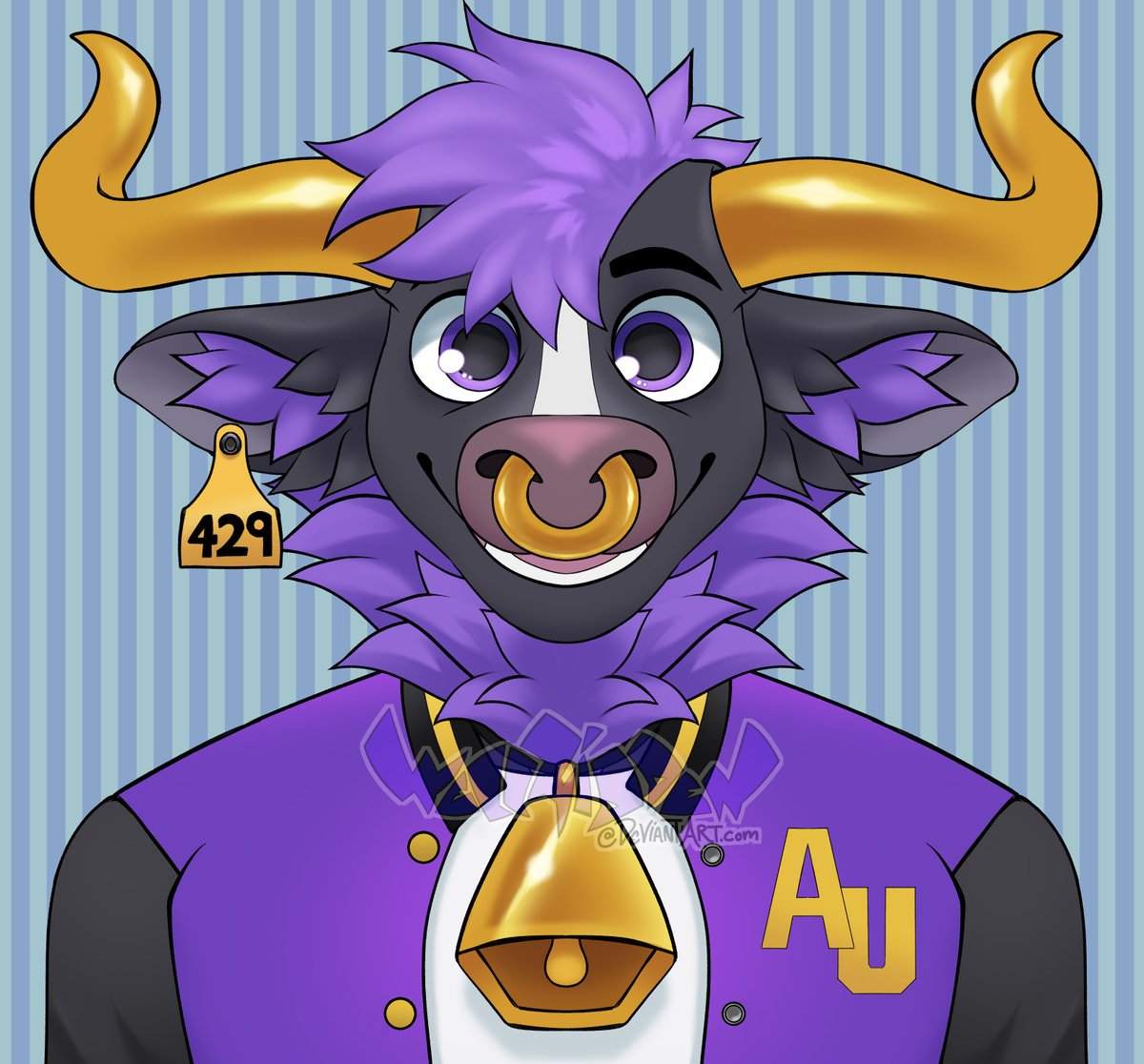 KudosKiddo's tweet photo. After a rad debut, I want to thank @AureoBull for having trust in commissioning me for the artwork of their VTuber and being an absolute angel of a person to work with!! 

So happy to see the artwork rigged and brought to life by the powerful @SlurpieDoo too! <3

Stampede time!! https://t.co/jX6i7NMkKr