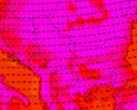 sturmwetter1703's tweet photo. Anfang August in Südost-Europa/Balkan extreme #Hitzwelle möglich. Dort über mehrere Tage Max. #Temperaturen von 40 / 47 Grad🥵, Nachts kaum unter 30 Grad!
☀️🌡️🔴🟣⚫️🔥
In Kombination mit dem Atlantik-Tief, daher in Mitteleuropa immer wieder Gewitter-/#Unwetterlagen! https://t.co/9Yvv059TFn