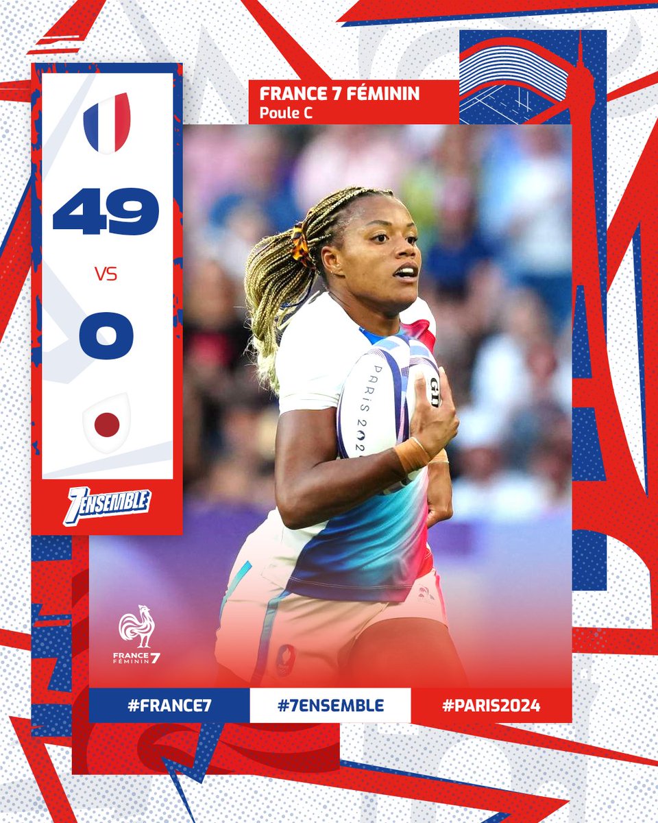🇫🇷🇯🇵 𝟐/𝟐 𝒑𝒐𝒖𝒓 𝒍𝒆𝒔 𝒇𝒊𝒍𝒍𝒆𝒔 ! Les Bleues remportent une 2e victoire dans cette phase de poule et se qualifient pour les 1/4 de finale !

ALLEZ ! 🔵⚪️🔴 #France7 #7Ensemble #Paris2024