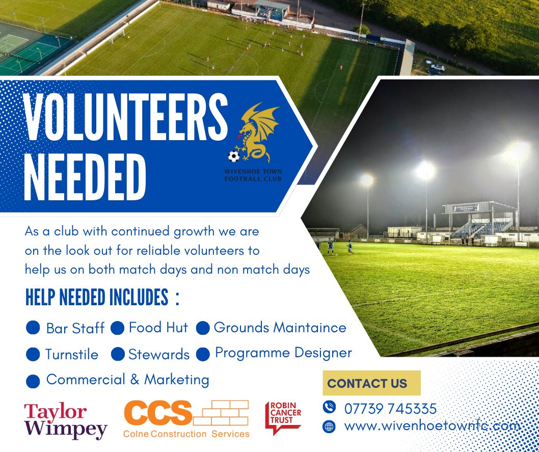 wivenhoetown_fc's tweet image. Volunteers Needed!
Wivenhoe Town FC are looking for volunteers to help support the running of the club on both match days and non match days!