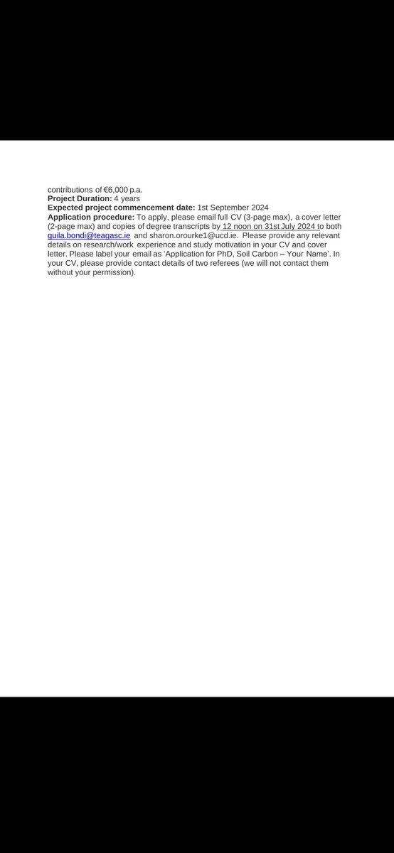 Giulia Bondi (@giulibond) on Twitter photo Only few days to apply for this PhD opportunity on soil C sequestration in agricultural systems with me and <a href="/sharonmkorourke/">Sharon O'Rourke</a> at <a href="/ucddublin/">University College Dublin</a> . Please send your application to me at Giulia.Bondi@teagasc.ie and <a href="/sharonmkorourke/">Sharon O'Rourke</a> 🔝 Only few days to apply for this PhD opportunity on soil C sequestration in agricultural systems with me and <a href="/sharonmkorourke/">Sharon O'Rourke</a> at <a href="/ucddublin/">University College Dublin</a> . Please send your application to me at Giulia.Bondi@teagasc.ie and <a href="/sharonmkorourke/">Sharon O'Rourke</a> 🔝