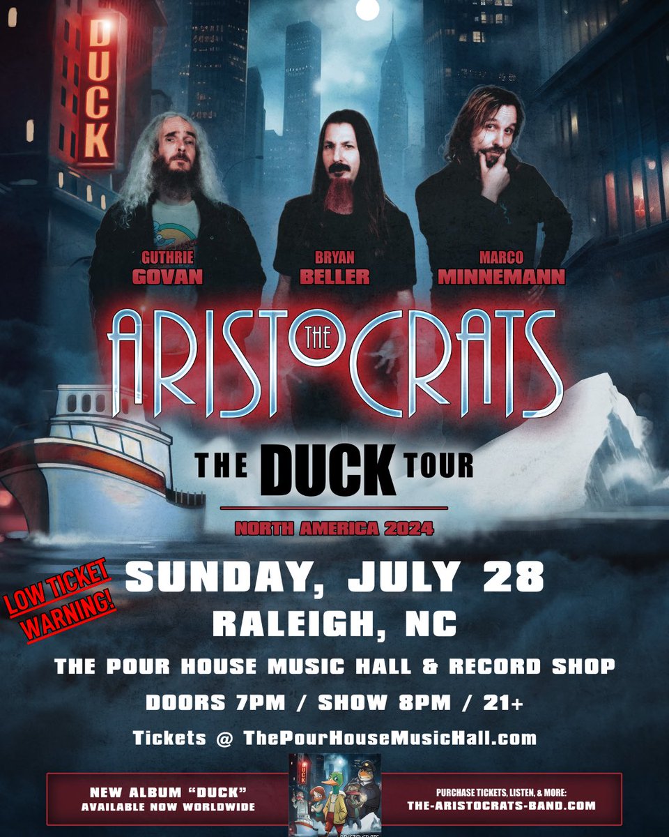 TONIGHT / We have just a few tickets left for The Aristocrats! We’re so excited to hear their new album live in such a small, intimate space here in little ol’ Raleigh as they travel the world. Doors are at 7pm, music starts at 8pm. Get here early for local brews and drinks 🍻