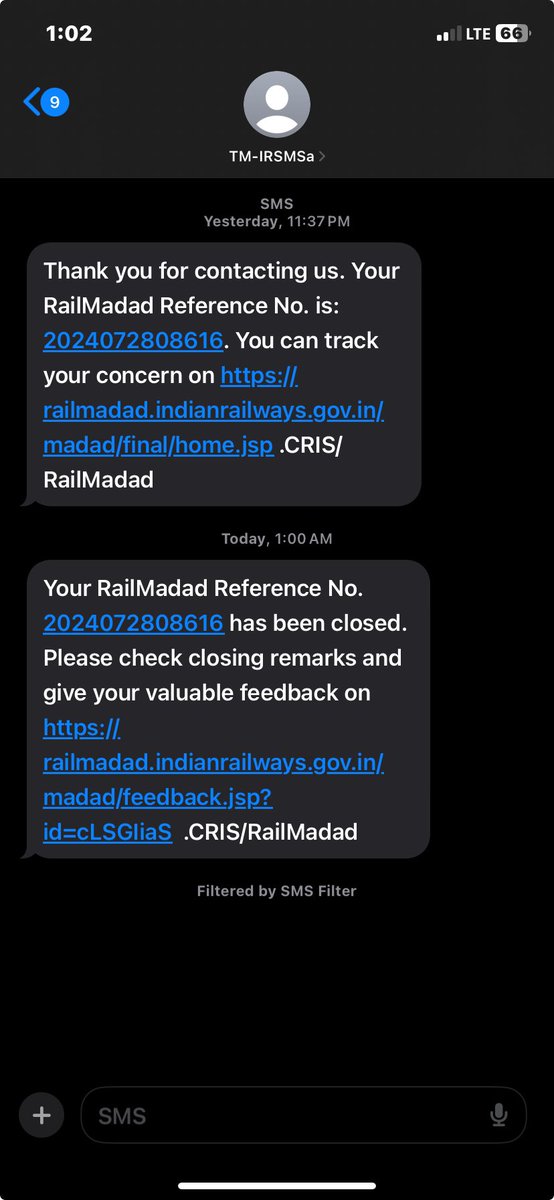 WOW WHAT A SERVICE OF INDIAN RAILWAYS COMPLAINT IS NOT SOLVE AND RAILMADAD SEND PROBLEM IS SOLVE THIS IS CALL INDIAN RAILWAY <a href="/RailMadad/">RailMadad</a> <a href="/RailwaySeva/">RailwaySeva</a> <a href="/WesternRly/">Western Railway</a> <a href="/RailMinIndia/">Ministry of Railways</a>