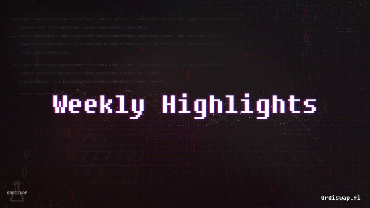 🧪 Ordiswap Weekly Highlights

As we head into another busy week, a quick round-up of Ordiswap and Bitcoin DeFi updates in the past 7 days

🧵 1/8