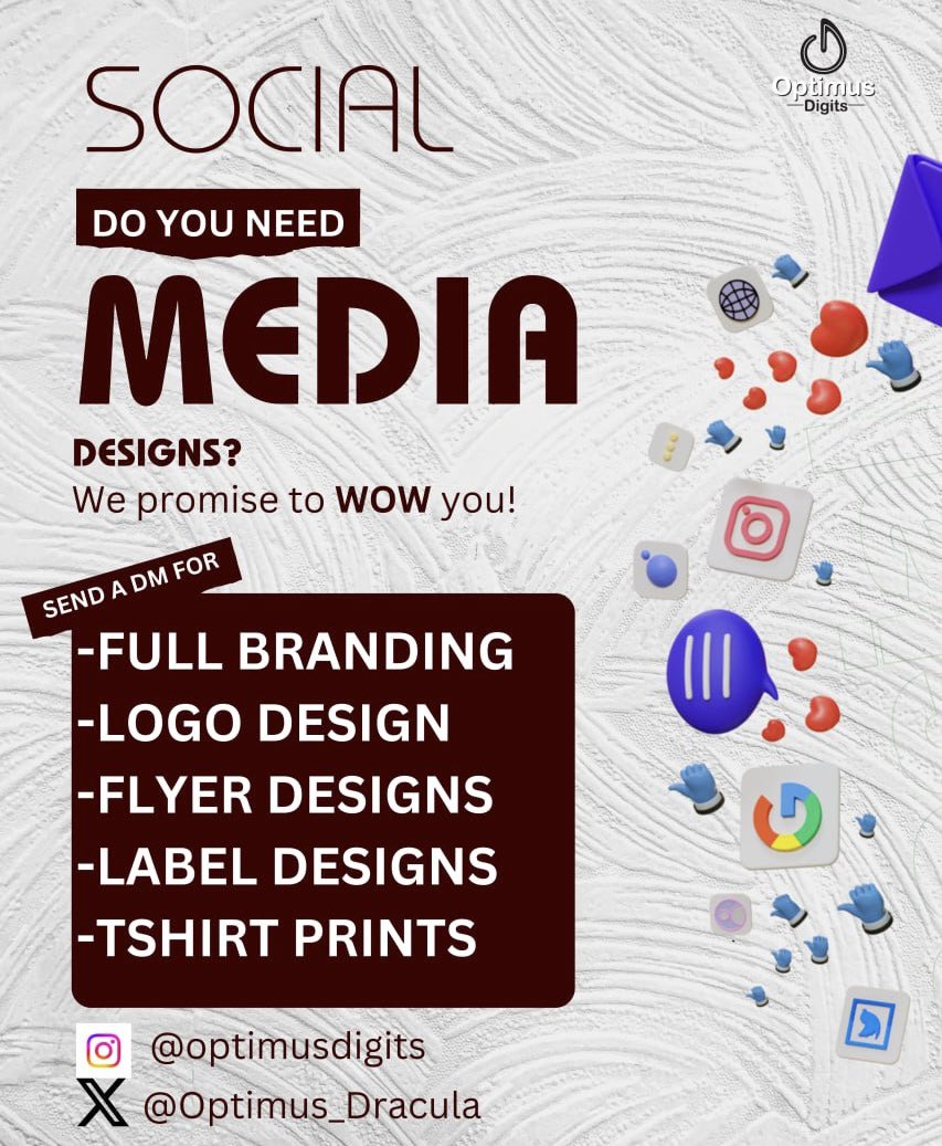 Optimus_Dracula's tweet image. NEED A PROFESSIONAL LOGO?

Get Amazing logo designs at pocket friendly rates, that solve your brand identity needs.

✅Logo Design
✅ Brand designs and Visual identity. 

3 Concepts to choose from
Printing purposes (JPG, PNG, PDF)
Sources files.

Different formats for you to: