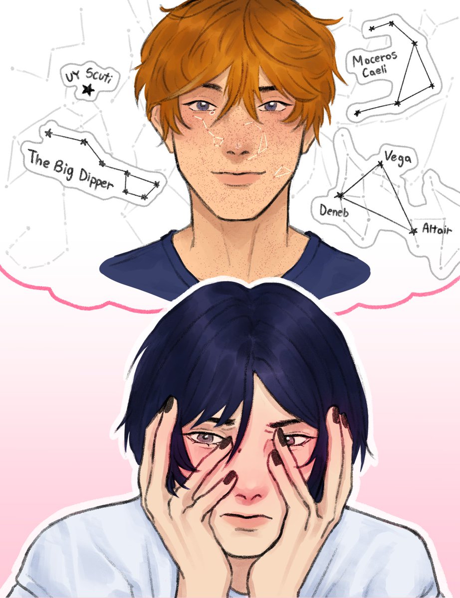 mimitwos's tweet image. when you realize you already memorized all the constellations on his face 😕 #chiscara