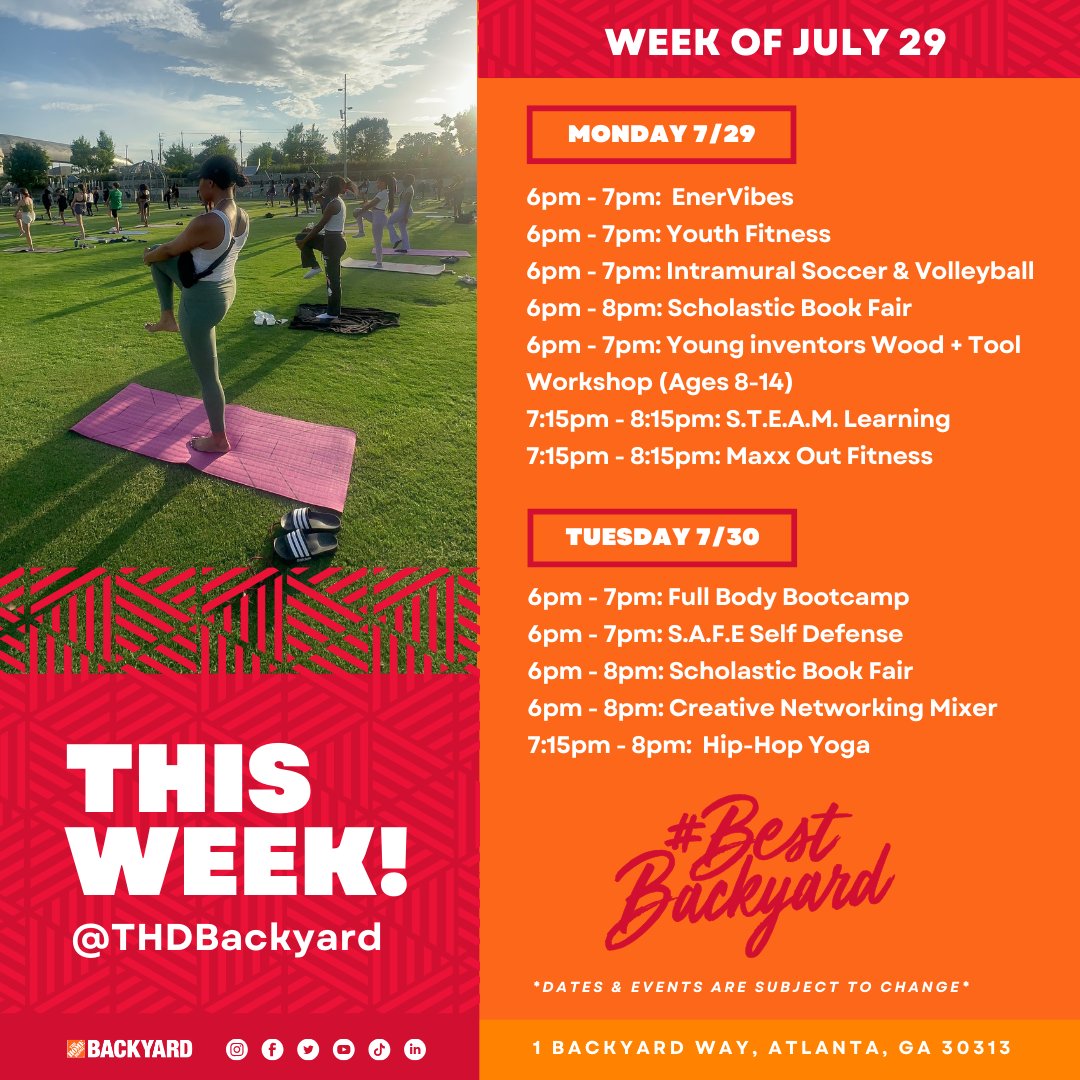 thdbackyard's tweet image. THIS WEEK @ The #BestBackyard! Say goodbye to July and join us for FREE Programming 🙌 Don't forget to register in advance 😉 bit.ly/3EZA6HZ