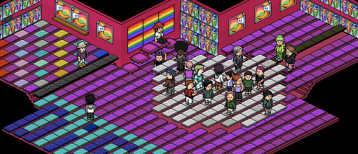 What a day! Thanks to everyone who celebrated the HabboHub.net launch with us! Enjoy your beautiful new V1 Launch badges on the forum.

Here's a pic from the afterparty over in DJ Kokey's Doormat Disco room! ✨ #Habbo #HabboOrigins #HabboHotelOrigins