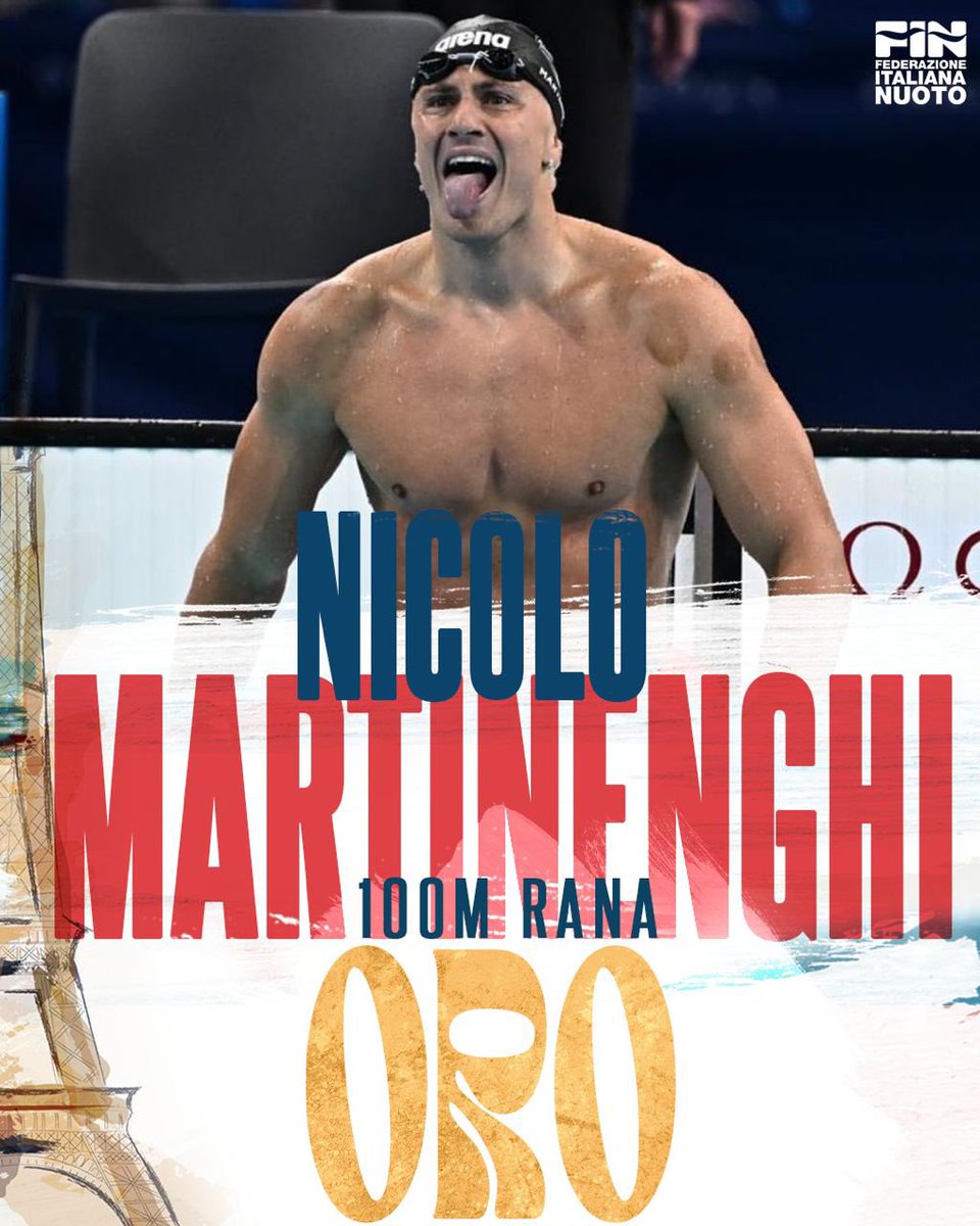 Federnuoto (@finofficial_) on Twitter photo 🥇 MARTINENGHI SPAZIALE
Nicolò Martinenghi è medaglia d'oro nei 100 rana! Tete, quanto luccica questo luna park!!! 🎢
📸 <a href="/WorldAquatics/">World Aquatics</a>
#Italnuoto #Azzurri #ItaliaTeam #Paris2024 #Olympics #Swimming 🥇 MARTINENGHI SPAZIALE
Nicolò Martinenghi è medaglia d'oro nei 100 rana! Tete, quanto luccica questo luna park!!! 🎢
📸 <a href="/WorldAquatics/">World Aquatics</a>
#Italnuoto #Azzurri #ItaliaTeam #Paris2024 #Olympics #Swimming