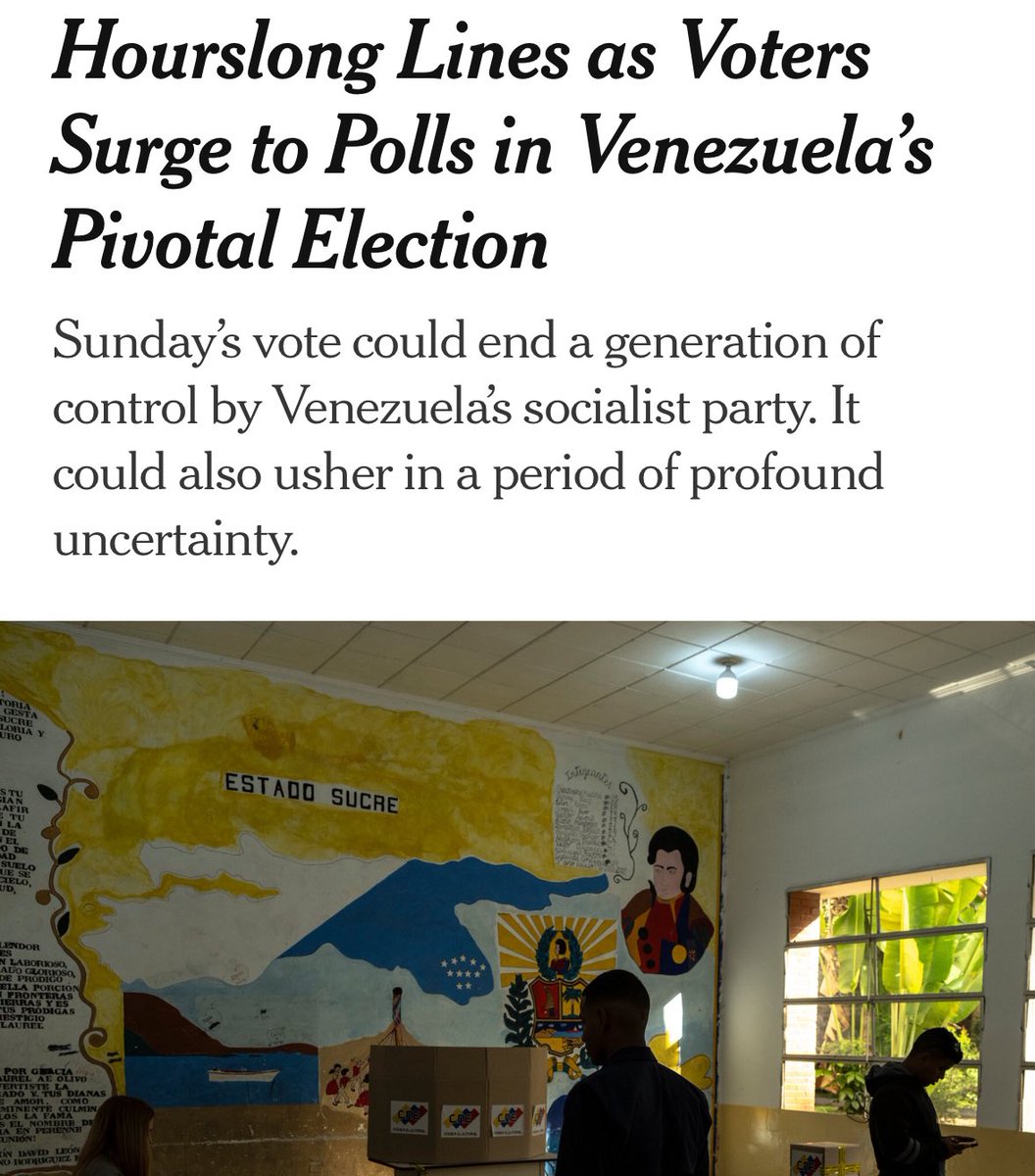 NYT lies again about Venezuela! Before results are even in, they claim “Voting barriers mar Venezuela’s election” with zero evidence—just a few isolated anecdotes. 

Over 800 observers on the ground say a different story of high participation, quick lines &amp; a peaceful environment