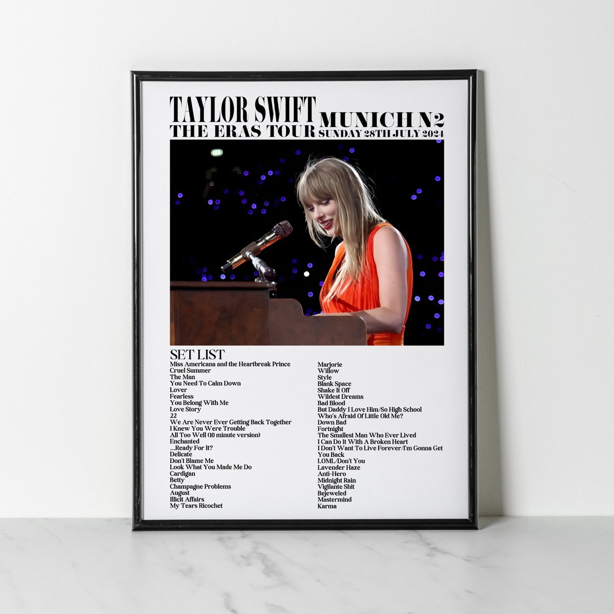 BluesDesigns21's tweet photo. Remember #MunichTSTheErasTour
with this night two setlist poster!!

https://t.co/co8tz9c3Fk

#TaylorSwiftErasTourTickets #taylorswiftconcert #ErasTour #TSTheErasTour #TSTheErasTourMunich #TSTheErasTourGermany https://t.co/rgjO0LVfGN