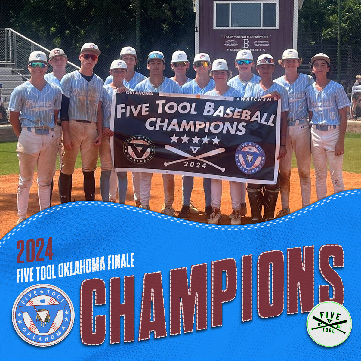 Five Tool Oklahoma (@fivetoolok) on Twitter photo 🏆CHAMPIONS🏆
Congrats to <a href="/PNbaseball2027/">Premier National Baseball 2027</a> on winning the 16U Division of the <a href="/FiveTool/">Five Tool Baseball</a> Oklahoma Finale!
#WatchEm 🏆CHAMPIONS🏆
Congrats to <a href="/PNbaseball2027/">Premier National Baseball 2027</a> on winning the 16U Division of the <a href="/FiveTool/">Five Tool Baseball</a> Oklahoma Finale!
#WatchEm