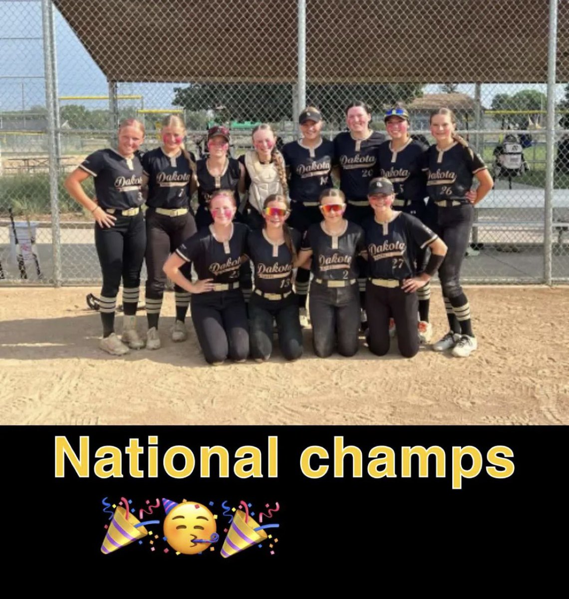 VerwestMark's tweet photo. So super pumped for this team and our girl!!! Dakota Selects 14u Gold won nationals in the open division!!! It has been such a fun experience for Hadley this summer! 💯 hats off to our coaches! Can’t say enough about them!  NATIONAL CHAMPIONS!!!#❤️27🥎 https://t.co/xlc5KXwi8t