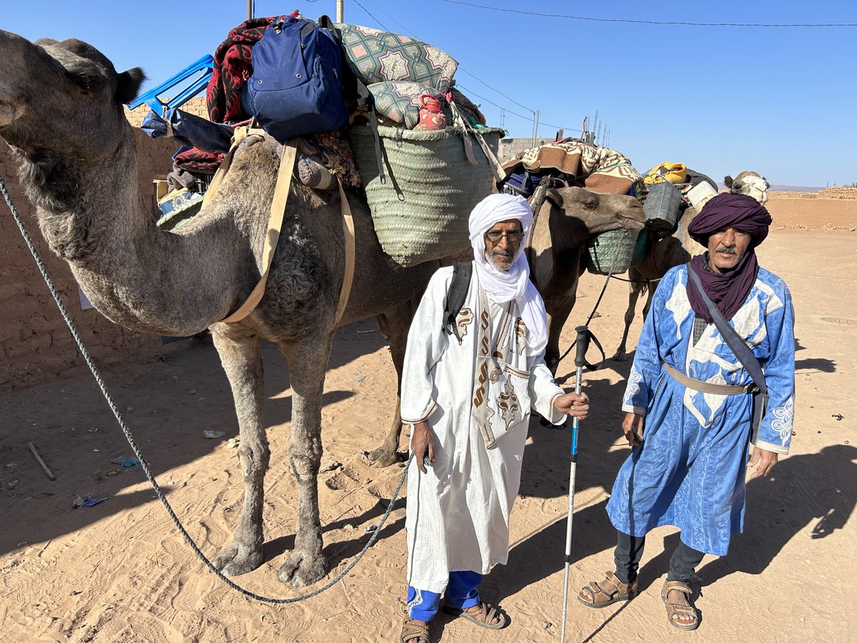 In the Moroccan Sahara.  

My guide and friend, Ali Daimin, and our cameleer and cook, Mouloud, just as we were preparing to set out from M'Hamid for Foum Zguid.