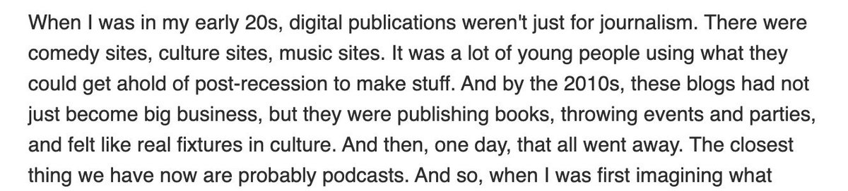 Great excerpt from the latest Garbage Day newsletter about what the blogosphere was like in the late ‘00s / early ‘10s. Hard to convey what it was like if you weren’t there, but we really had a lot of fun!