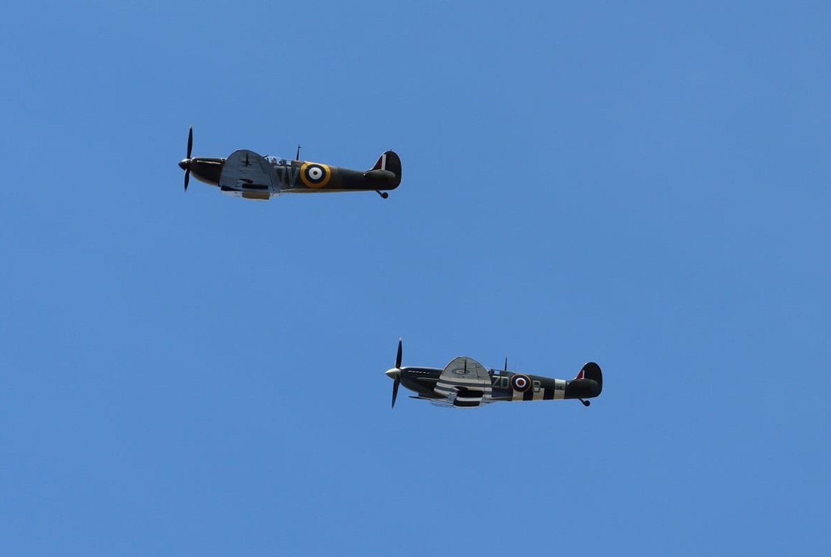 RCTAM94th's tweet image. A wonderful day in the sunshine at the museum today, topped off with two formation passes from the Spitfire duo. A huge thanks to ARCo, The Old Flying Machine Company and the pilots for making a lot of peoples day!