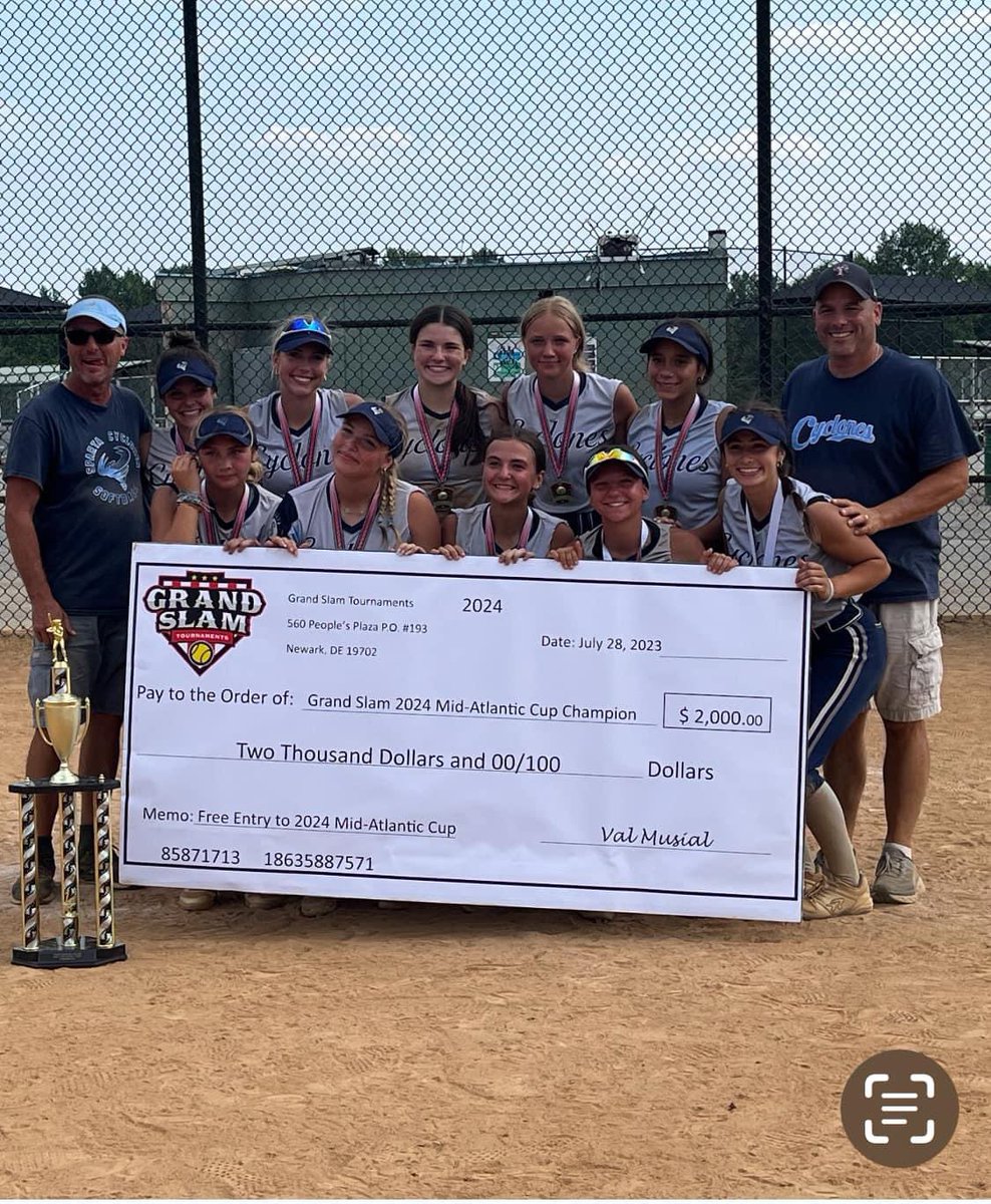 CyclonesNj's tweet photo. 18U Cyclones are your 2024 Mid Atlantic Cup Champions.  Cyclones went 8-0 out of a 22 team competition! 🥎🌀 https://t.co/ieCCMUpxww