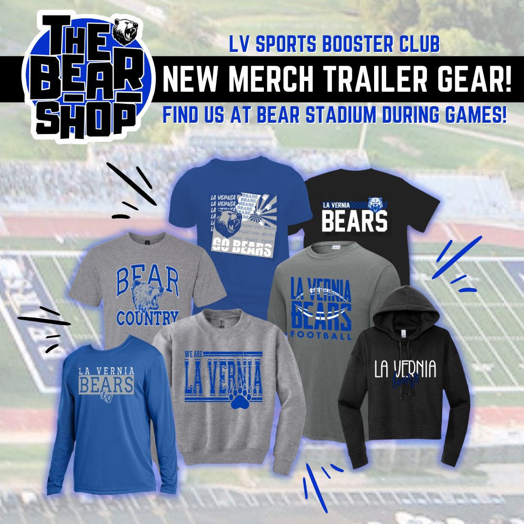 Look for the merch trailer + new gear!! Available Aug 10 at the Bear Ball Jamboree, then at all home football games!