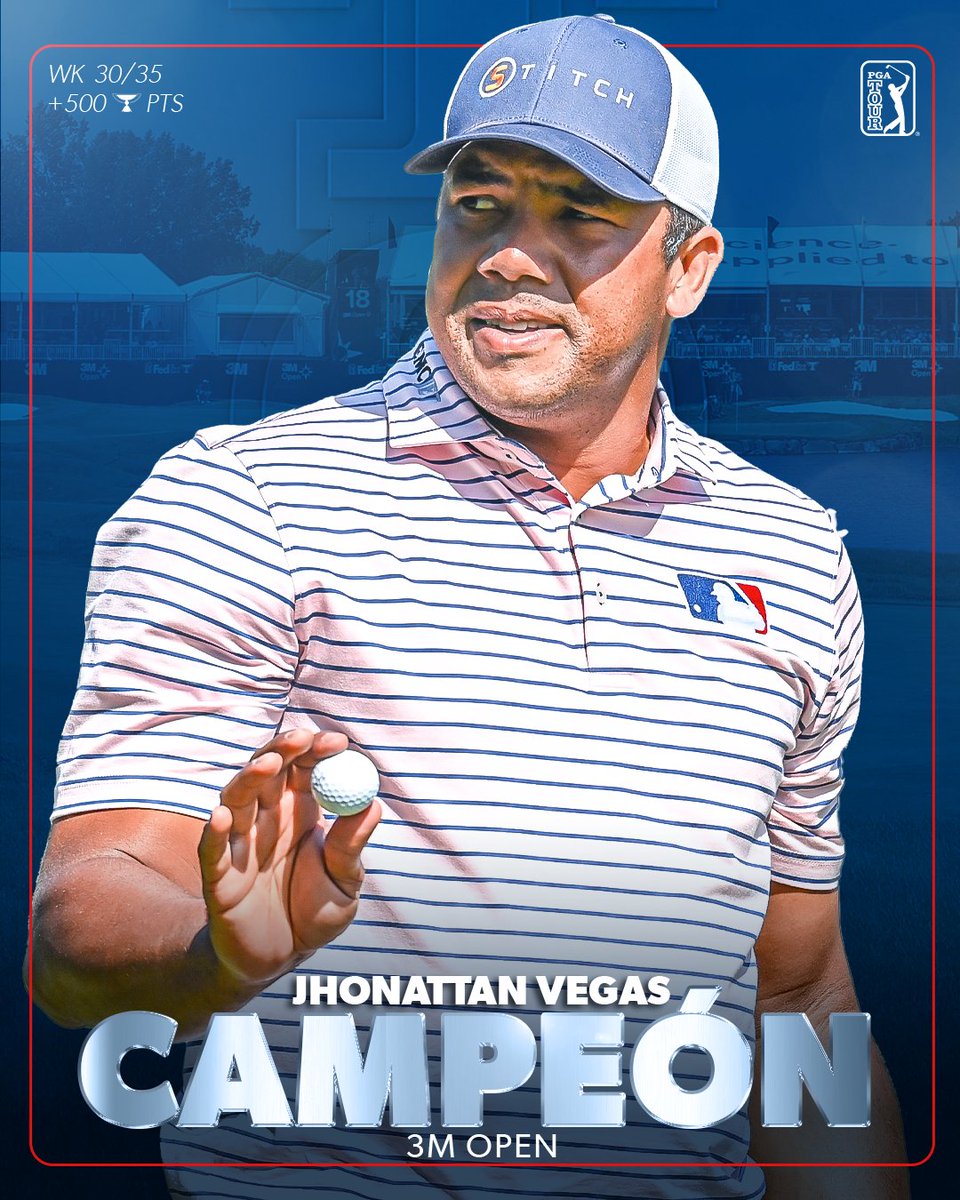 ¡Campeón una vez más después de 7 años! 🏆

<a href="/JhonattanVegas/">Jhonattan Vegas</a> ha ganado el <a href="/3MOpen/">3M Open</a>, la cuarta victoria de su carrera en el TOUR.